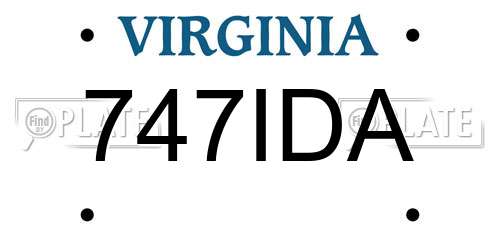 747IDA Virginia License Plate