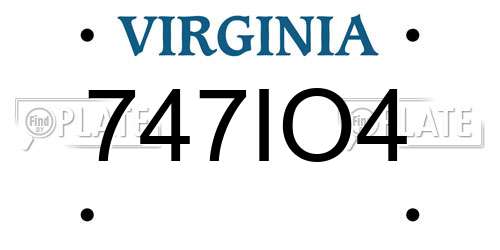 747IO4 Virginia License Plate