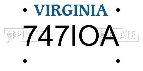 747IOA Virginia License Plate