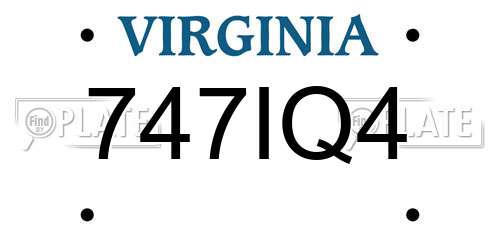 747IQ4 Virginia License Plate