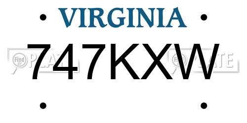 747KXW Virginia License Plate