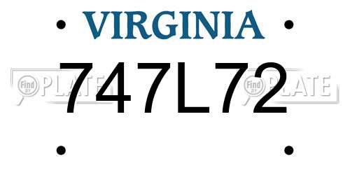 747L72 Virginia License Plate