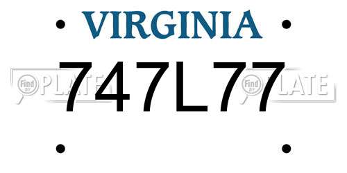 747L77 Virginia License Plate