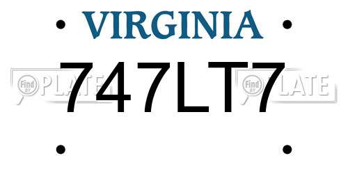 747LT7 Virginia License Plate