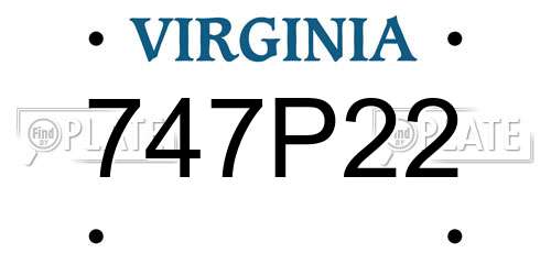 747P22 Virginia License Plate