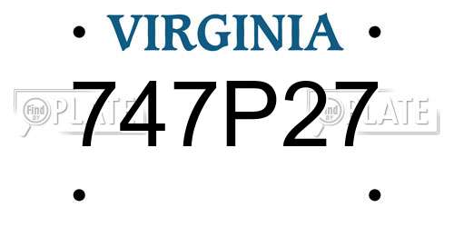 747P27 Virginia License Plate