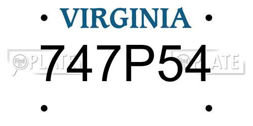747P54 Virginia License Plate