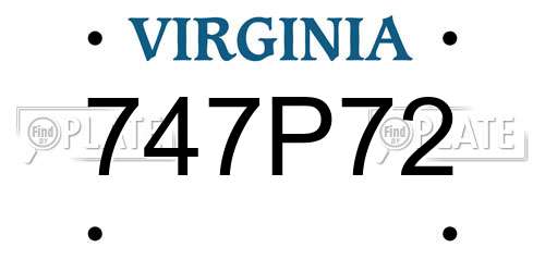 747P72 Virginia License Plate