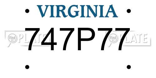 747P77 Virginia License Plate