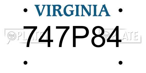 747P84 Virginia License Plate