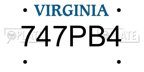 747PB4 Virginia License Plate