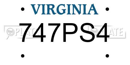 747PS4 Virginia License Plate