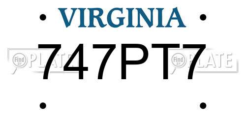 747PT7 Virginia License Plate