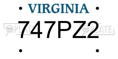 747PZ2 Virginia License Plate