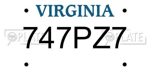 747PZ7 Virginia License Plate
