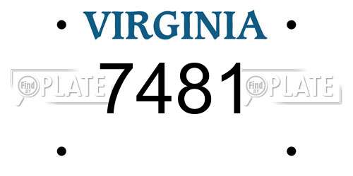 7481 Virginia License Plate