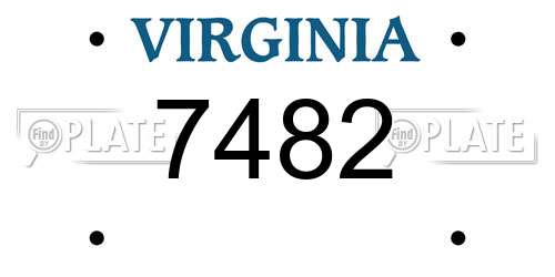 7482 Virginia License Plate