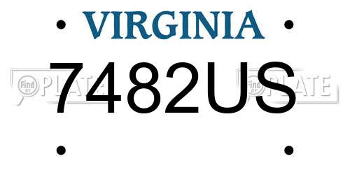 7482US Virginia License Plate