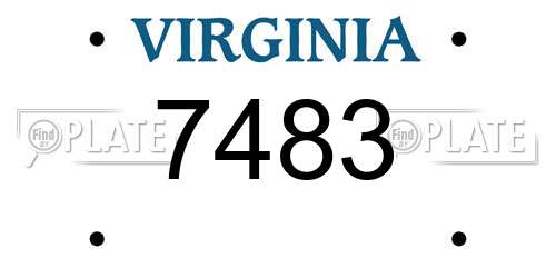 7483 Virginia License Plate
