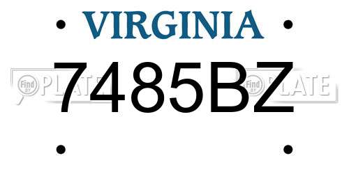 7485BZ Virginia License Plate
