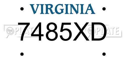7485XD Virginia License Plate