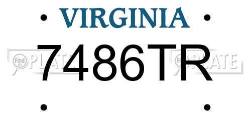 7486TR Virginia License Plate