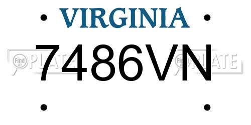 7486VN Virginia License Plate