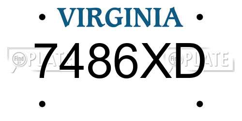 7486XD Virginia License Plate