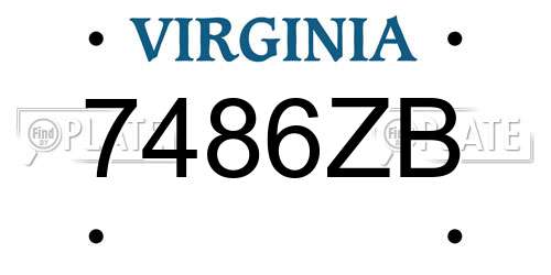 7486ZB Virginia License Plate