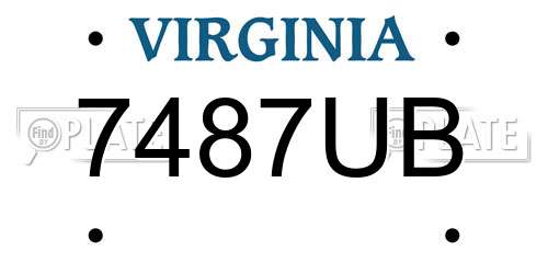 7487UB Virginia License Plate