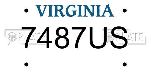 7487US Virginia License Plate