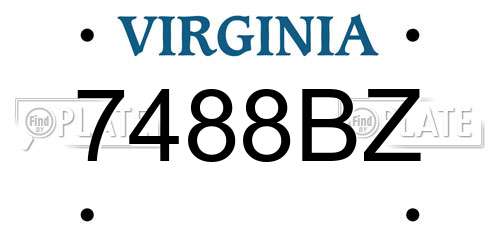 7488BZ Virginia License Plate