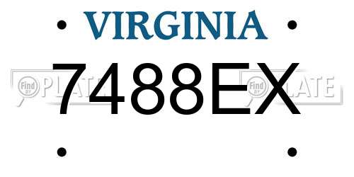 7488EX Virginia License Plate