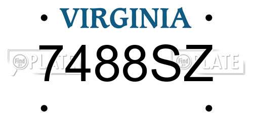 7488SZ Virginia License Plate