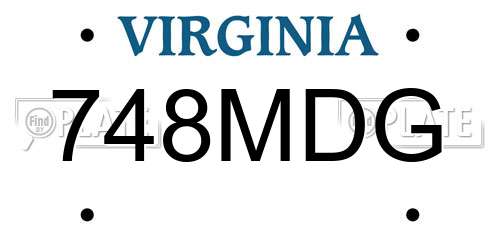 748MDG Virginia License Plate