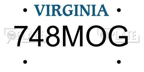 748MOG Virginia License Plate