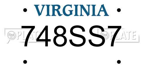 748SS7 Virginia License Plate