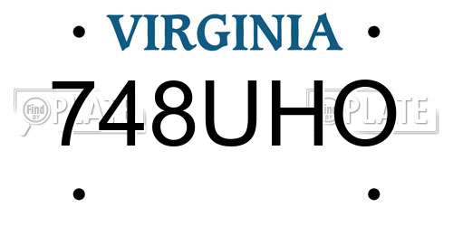 748UHO Virginia License Plate