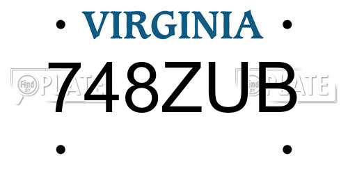 748ZUB Virginia License Plate