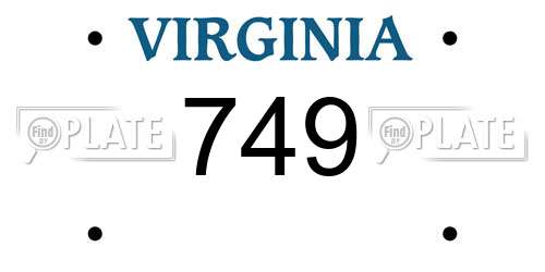 749 Virginia License Plate