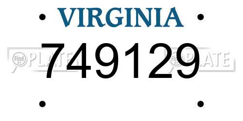 749129 Virginia License Plate