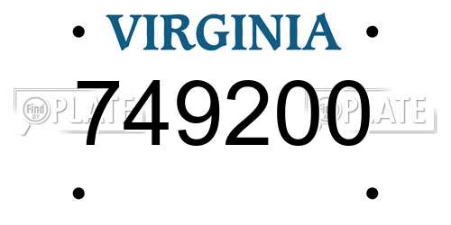 749200 Virginia License Plate