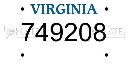 749208 Virginia License Plate