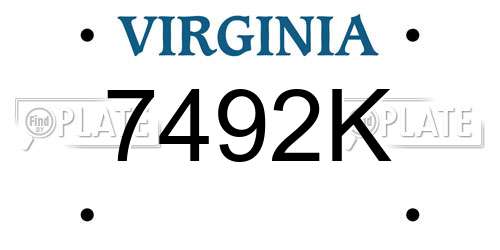 7492K Virginia License Plate