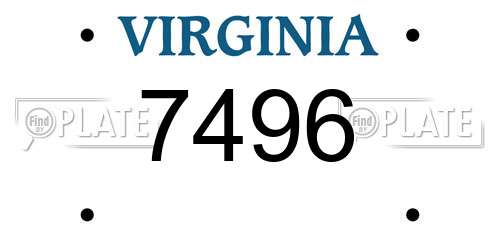 7496 Virginia License Plate