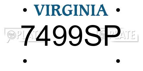 7499SP Virginia License Plate