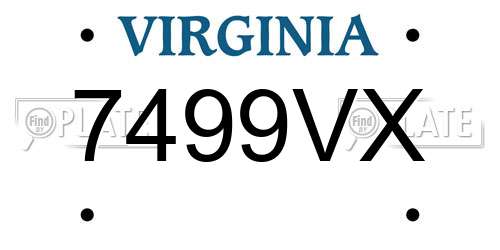 7499VX Virginia License Plate
