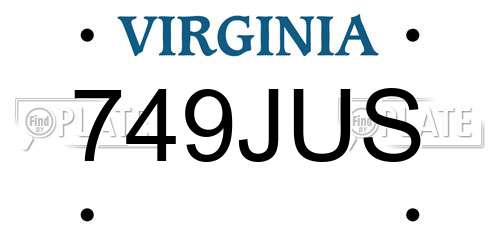 749JUS Virginia License Plate