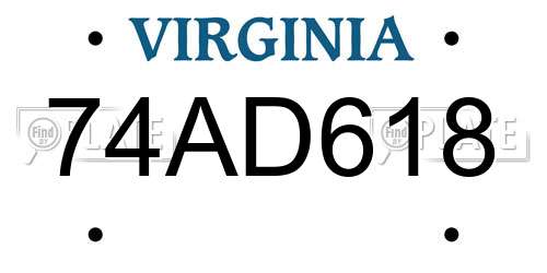 74AD618 Virginia License Plate