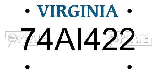 74AI422 Virginia License Plate
